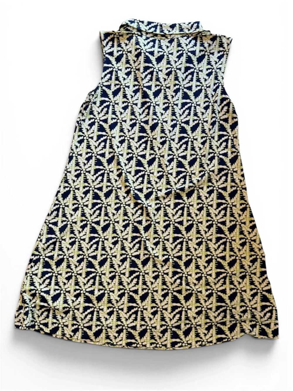 Anthony's Resort Wear Sleeveless Palm Tree Print Dress - Navy & Lime